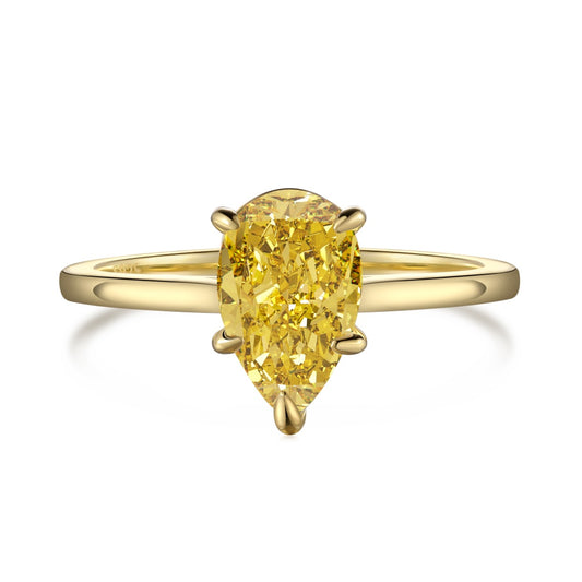 1.5ct Yellow Stone Pear Cut - Kaia Ring