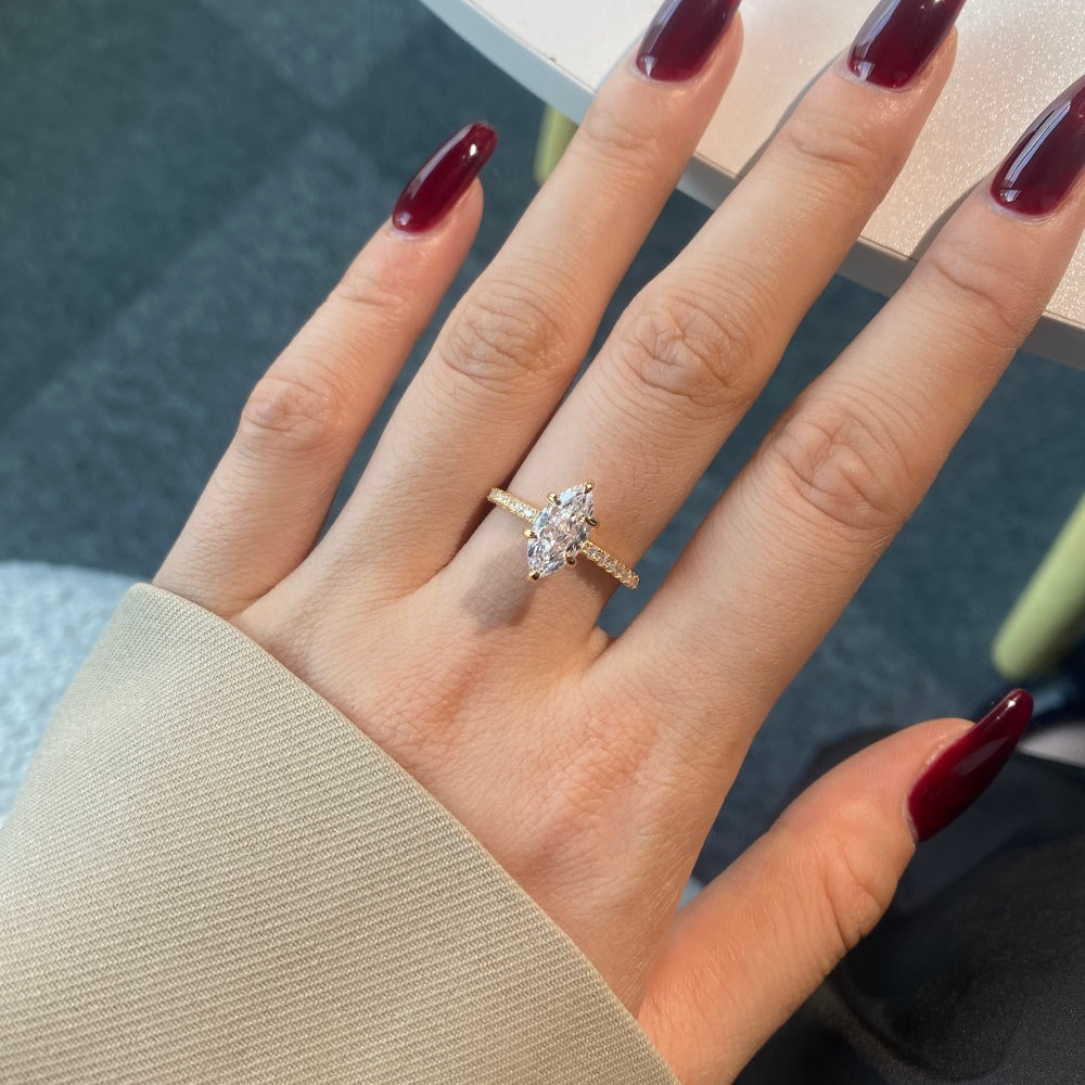 1.5ct Sterling Silver Marquise Cut - Gold