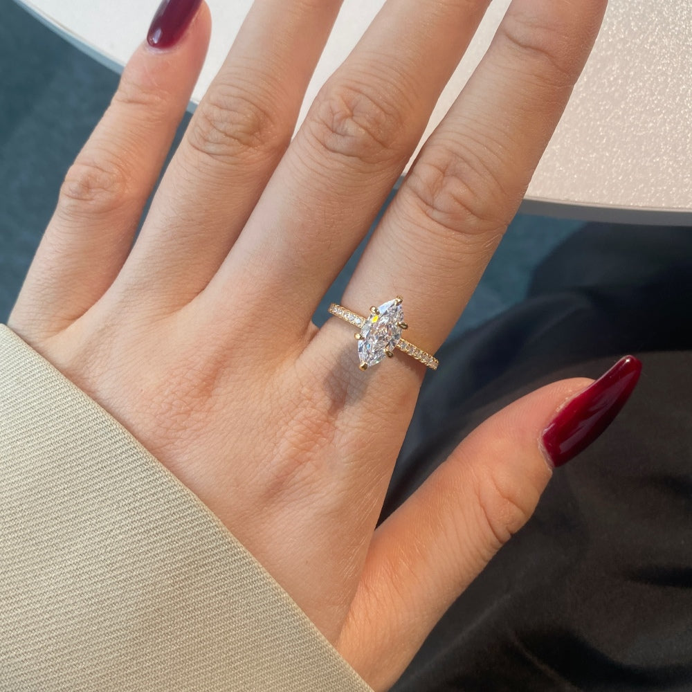 1.5ct Sterling Silver Marquise Cut - Gold