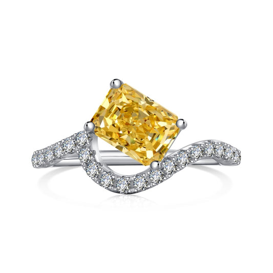 2ct Sterling Silver Yellow Radiant Cut - Rosa Ring