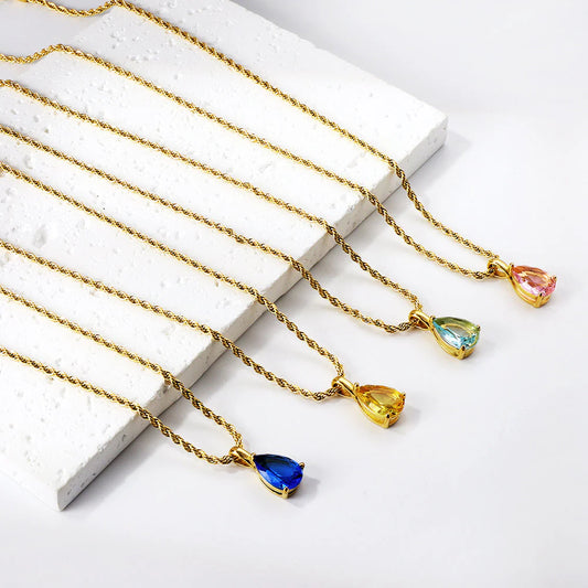 Birth Stones Teardrop Necklace