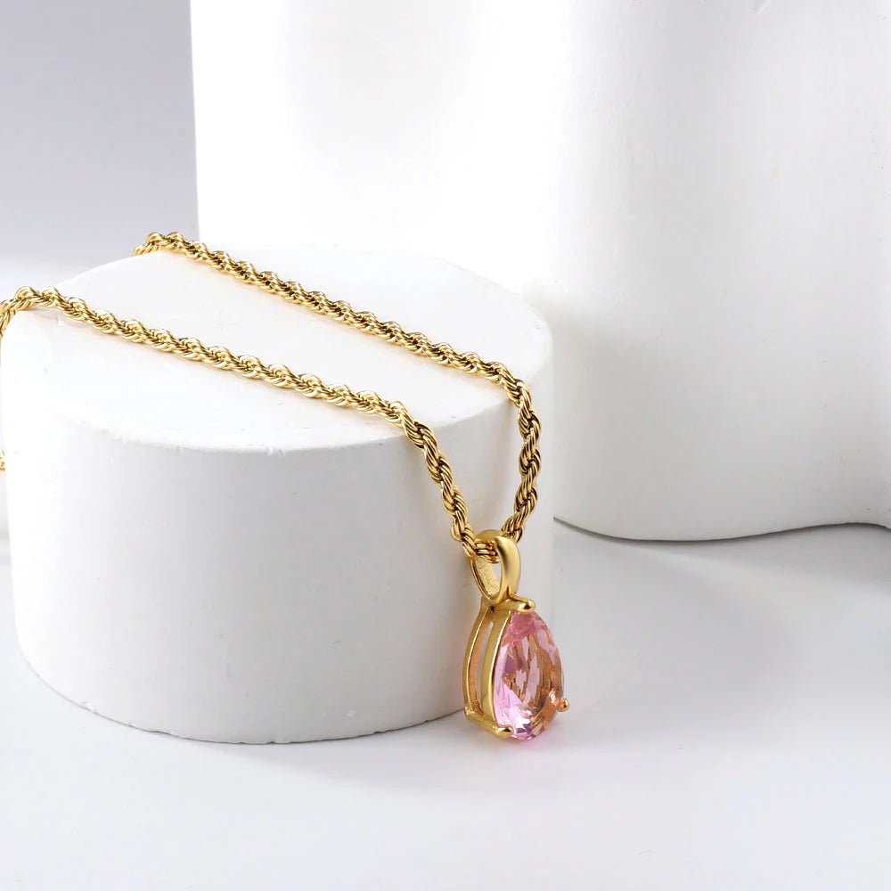 Birth Stones Teardrop Necklace